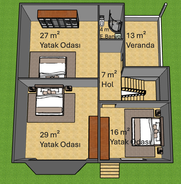220m² 3+1 Dubleks Çelik Ev Görsel 3
