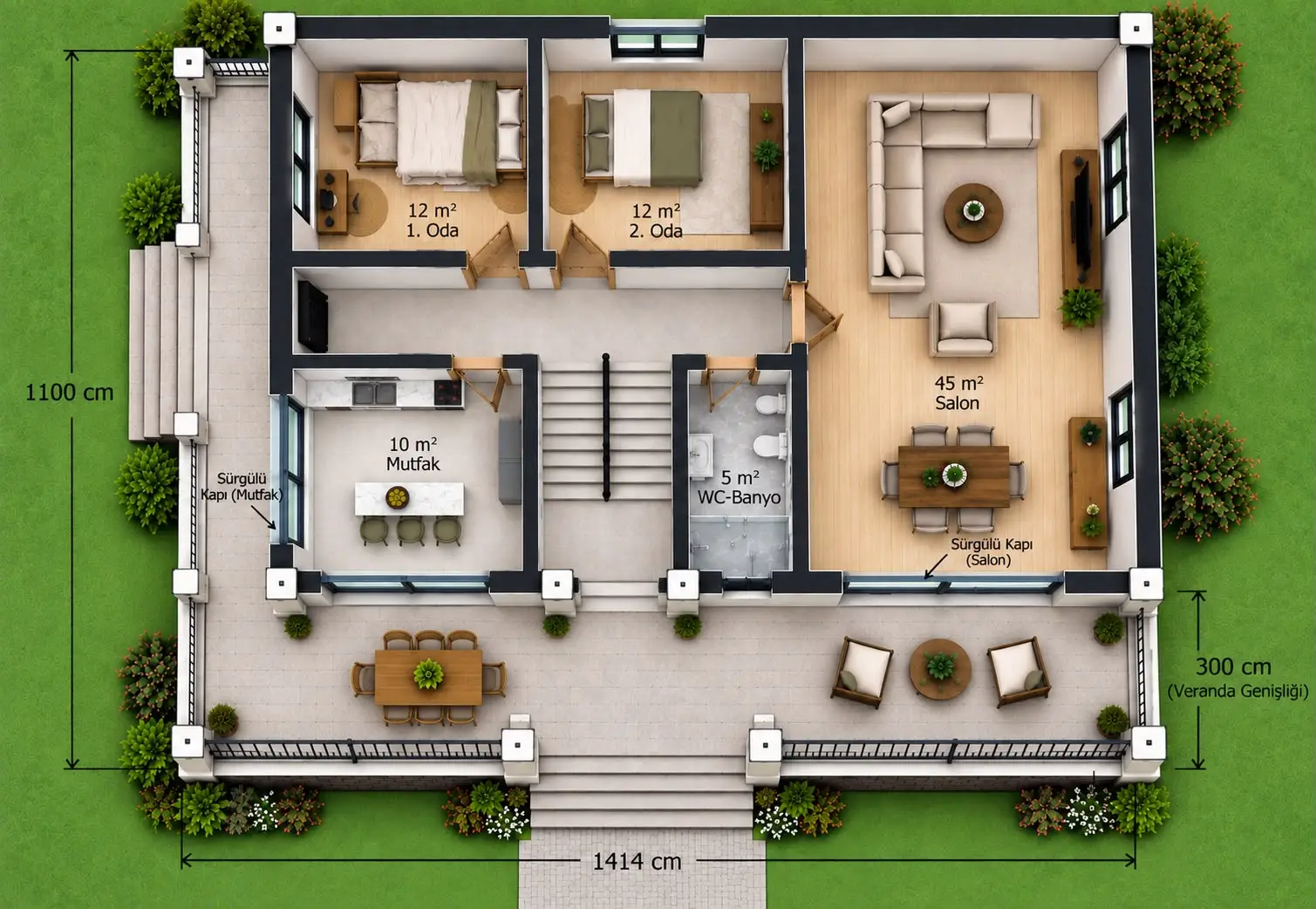 250m² 6+1 Dubleks Çelik Ev Görsel 4