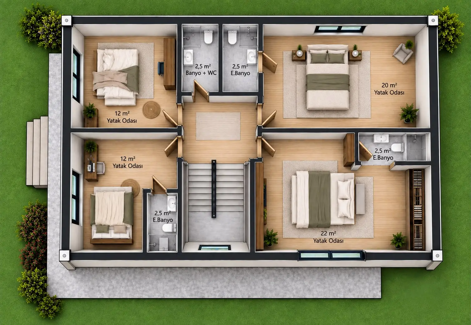 250m² 6+1 Dubleks Çelik Ev Görsel 5