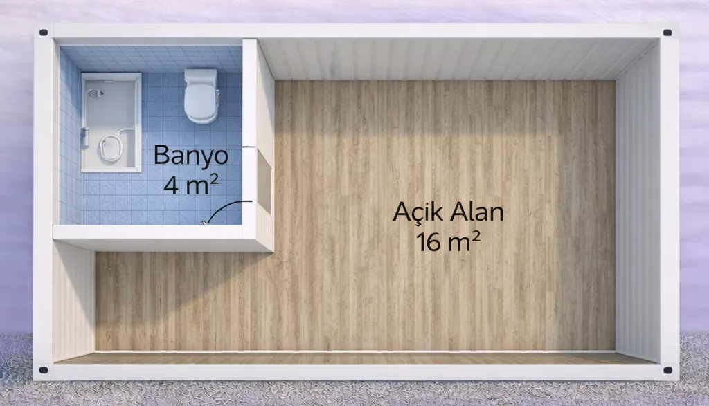 21m² 1 Odalı ve Banyolu Konteyner Plan 1